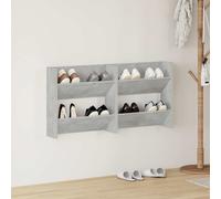 vidaXL Scarpiere Muro 2pz Grigio Cemento 60x18x60cm Legno Multistrato