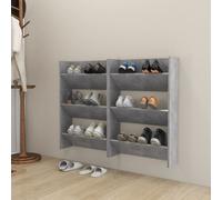 vidaXL Scarpiere Muro 2pz Grigio Cemento 60x18x90cm Legno Multistrato