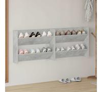 vidaXL Scarpiere Muro 2pz Grigio Cemento 80x18x60cm Legno Multistrato