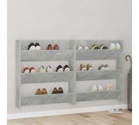 vidaXL Scarpiere Muro 2pz Grigio Cemento 80x18x90cm Legno Multistrato