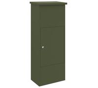 vidaXL Scatola pacchi verde oliva in acciaio misura 44,5 x 29 x 110,5 cm con serratura impermeabile per esterni cassetta postale sicura per giardini porta pieghevole impermeabile con pomello opaco