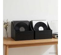 vidaXL Scatola per dischi LP 2 pz Rovere Nero 37 x 33 x 32 cm