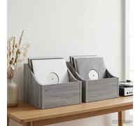 vidaXL Scatola per dischi LP 2 pz Sonoma grigio 37 x 33 x 32 cm