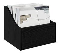 vidaXL Scatola per dischi LP in legno e vinile, moderna, Nero effetto quercia, 37 x 33 x 32 cm, Morn