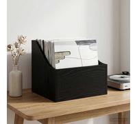 vidaXL Scatola per dischi LP in legno e vinile, moderna, Nero effetto quercia, 37 x 33 x 32 cm, Morn
