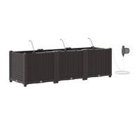vidaXL Scatola per fioriere rettangolare in plastica rattan per interni ed esterni in marrone, stile moderno, facile manutenzione, 120 x 40 x 37,5 cm, giardini e balconi, contenitore in Pl