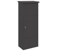 vidaXL Scatola per pacchi da esterno nera in acciaio, resistente alle intemperie, 44,5 x 29 x 110,5 cm, con porta e cerniere chiudibili, finitura opaca, impugnatura a bottone. Soluzione sicura