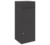 vidaXL Scatola per pacchi da esterno nera in acciaio serratura impermeabile 41 x 38 x 103 cm, design moderno, resistente alle intemperie, soluzione da giardino ideale per spedizioni di pacchi sicure