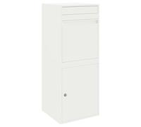 vidaXL Scatola per pacchi esterni - Moderno look rettangolare bianco in acciaio zincato 41 x 38 x 103 cm con serrature a camme, superficie impermeabile, facile accesso