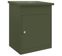 vidaXL Scatola per pacchi in acciaio verde oliva Materiale resistente alle intemperie, porta sicura con serrature a camme. Dimensioni: 44 x 35 x 59 cm. Finitura opaca, perfetta per uso esterno.