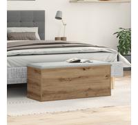 vidaXL Artisan - Baule portaoggetti in legno di quercia massiccio, con grande capacità, 89,9 x 35,1 x 35,1 cm, soluzione per interni per soggiorno/camera da letto