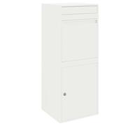 vidaXL Scatola per pacchi esterni - Moderno look rettangolare bianco in acciaio zincato 41 x 38 x 103 cm con serrature a camme, superficie impermeabile, facile accesso