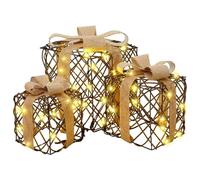 vidaXL Scatola Regalo 3 pcs Bianco caldo 20 x 20 x 20 cm Rattan