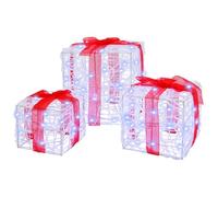 vidaXL Scatola Regalo 3 pcs Bianco freddo 20 x 20 x 20 cm Acrilico, Decorazione natalizia moderna a forma di tetraedro, luci LED, elegante ornamento in acrilico, accento festivo