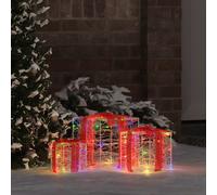 vidaXL Scatola Regalo 3 pz 60 LED Multicolore 20 x 20 x 20 cm Acrilico