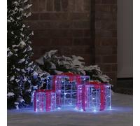 vidaXL Scatola Regalo 3 pz Blu 20 x 20 x 20 cm Acrilico 60 LED