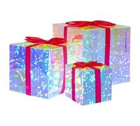 vidaXL Scatola Regalo a LED Iridescente prismatica 3 pz Multicolore
