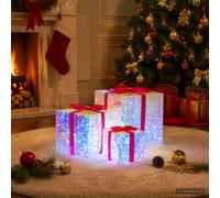 vidaXL Scatola regalo a LED iridescente prismatica 3 pz Multicolore