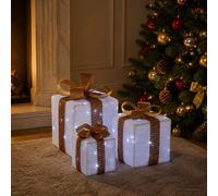 vidaXL Scatola regalo di Natale illuminata 3 pz 64 LED Bianco freddo