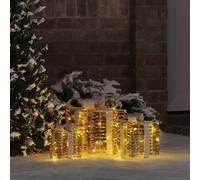 vidaXL Scatola regalo di Natale illuminata 3 pz Bianco caldo