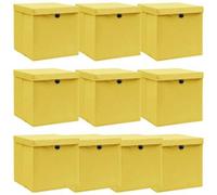 VIDAXL - Scatole con Coperchi 10pz Gialle 32x32x32 cm Tessuto