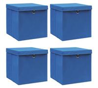 VIDAXL - Scatole Con Coperchi 4 Pz Blu 32x32x32 Cm In Tessuto
