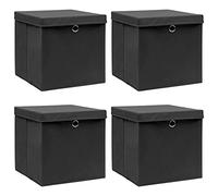 vidaXL Scatole con Coperchi 4 pz Nere 32x32x32 cm in Tessuto