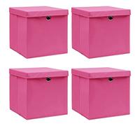 vidaXL Scatole con Coperchi 4 pz Rosa 32x32x32 cm in Tessuto