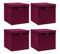 vidaXL Scatole con Coperchi 4 pz Rosso Scuro 32x32x32 cm in Tessuto