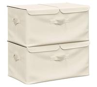 vidaXL Scatole Portaoggetti 2pz in Tessuto 50x30x25 cm Crema