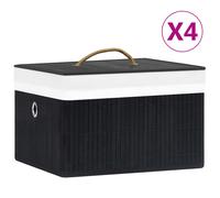 vidaXL Scatole Portaoggetti 4 pz in Bambù Nere