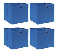 vidaXL Scatole Portaoggetti con Coperchi 4 pz Blu 32x32x32 cm Tessuto, Contenitore portaoggetti, Scatola, Contenitore Pieghevole, Contenitore