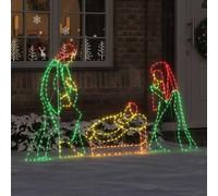 vidaXL Scena di Natività Illuminata Multicolore 112 x 72 cm PVC, Salotto, Moderno, Scena della Natività, Decorazione illuminata, Ornamento Natalizio, Decorazioni Festive