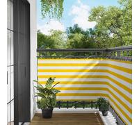 vidaXL Tenda da balcone in tessuto Oxford giallo e bianco, 100 x 400 cm, soluzione per tenda da balcone, moderna a righe, resistente ai raggi UV, impermeabile, resistente, per terrazze e spazi esterni