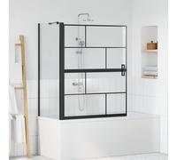 vidaXL Schermo per Bagno e Doccia Nero e trasparente 100 x 68 x 128 cm