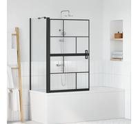 vidaXL Schermo per Bagno e Doccia Nero e trasparente 80 x 68 x 128 cm