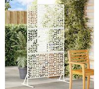 vidaXL Pannello di Recinzione Metallico da Esterno Bianco con Design a Griglia Floreale | Taglia Media, Stile Contemporaneo, Costruzione Durevole, Perfetto per privacy in Giardino, Barriera, Schermo