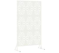 vidaXL Pannello Metallico da Esterno Bianco con Design a Petali | Grande, Stile Moderno, Struttura Resistente, Perfetto per Giardini e Barriere di Privacy in Terrazza o Cortile Rettangolare