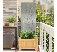 vidaXL Rete frangivista da giardino, colore argento, 50 x 140 cm, in acciaio zincato, per giardino e terrazza, inserti decorativi alla moda, protezione per la privacy per esterni, divisorio stretto