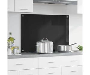 vidaXL Schienale da cucina Nero 90 x 60 cm vetro temperato
