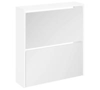 Scarpiera con 2 Ripiani e Specchio Bianco 63x17x67 cm