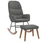 vidaXL Poltrona a Dondolo con Poggiapiedi Grigio Scuro in Velluto, sedia, sedia da salotto, sedia relax, sedia a sdraio, posti a sedere, sedia relax