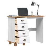 vidaXL Scrivania 'ASKIM'con cassetti Bianca 95x40x75 cm in Legno massello di Pino