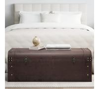 vidaXL Scrigno Tesoro Chiusure Marrone Scuro 110x50x39,5cm Compensato, scrigno del tesoro in legno, baule del tesoro, contenitore porta tesori