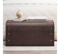 vidaXL Scrigno Tesoro Chiusure Marrone Scuro 79,5x39,5x39,5 Compensato, Scrigno del Tesoro in Legno, Baule del Tesoro, Contenitore Porta tesori