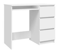 vidaXL Scrivania a 3 cassetti in materiale derivato dal legno, 90 x 45 x 76 cm, colore: Bianco