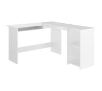 Vidaxl Scrivania a L in Compensato Bianco Lucido 120x140x75 Cm