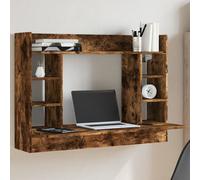 vidaXL Scrivania a Parete Rovere Fumo 105x48x75cm Legno Multistrato, scrivania a Muro, scrivania pensile da Parete, scrivania portaoggetti