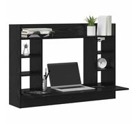 vidaXL Scrivania a Parete con Lo scaffale Rovere Nero 105 x 48 x 75 cm, Scrivania Moderna da Muro, Stazione Lavoro Funzionale per Spazi Piccoli, Tavolo Compatto per Casa