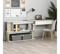vidaXL Scrivania ad Angolo Bianca Rovere Sonoma 200x50x76 Multistrato